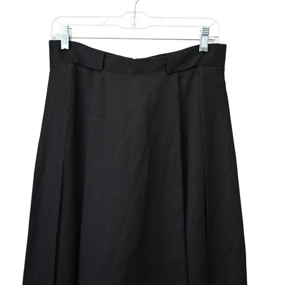 Partow Knee Length Pleated Skirt Size 6 Black Linen Blend - Picture 3 of 7
